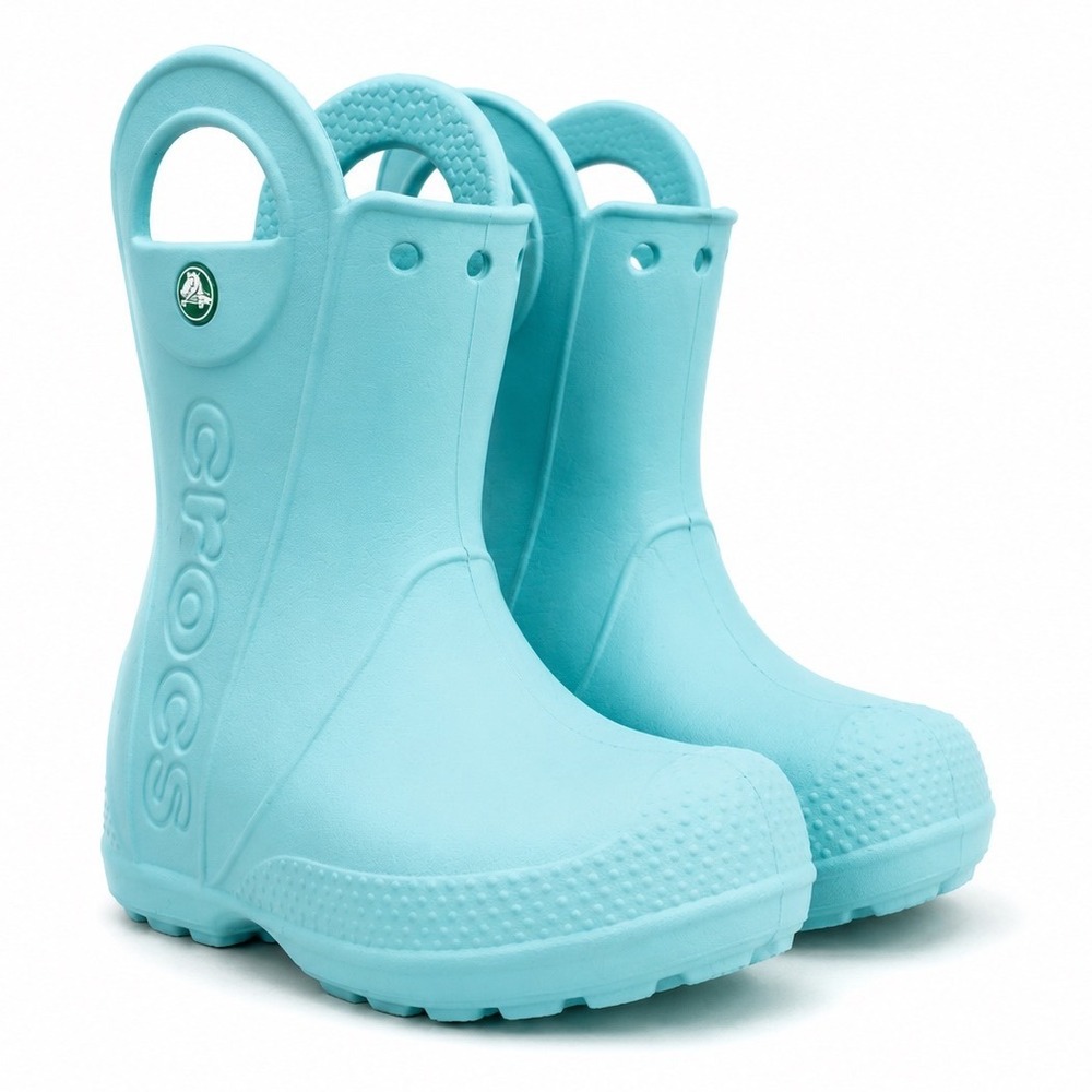 Crocs Shoes Kids Toddler C8 Handle It Rain Boot Waterproof Pull On Light Blue